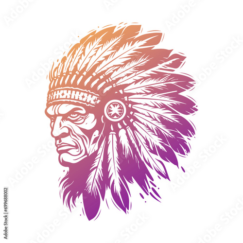 Indian Illustration Clip Art Design Shape. American Native Silhouette Icon Vector.