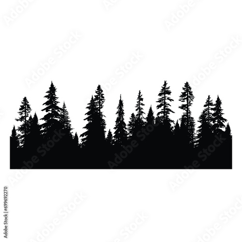 Vintage trees and forest silhouettes set