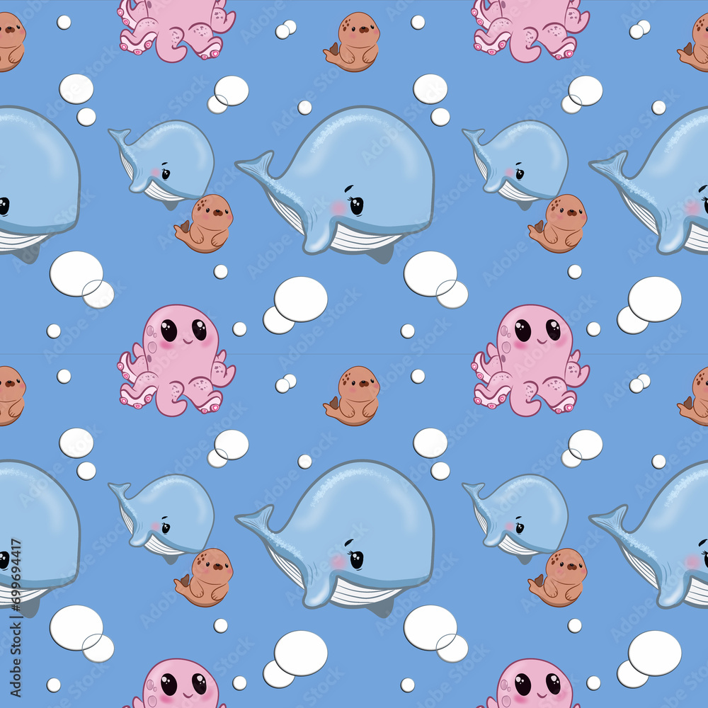 Fototapeta premium Whale pattern design