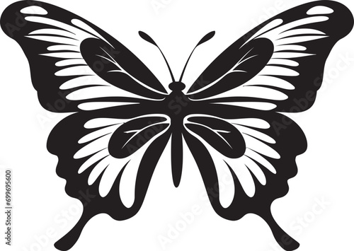 Nights Embrace Elegant Black Butterfly Emblem Abyssal Aesthetics Vector Black Butterfly Symbol