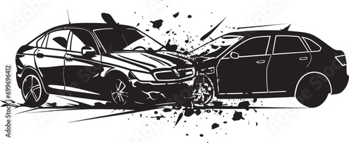 Noir Catastrophe Black Car Collision Symbol Crash Anthology Vector Car Accident Logo Design