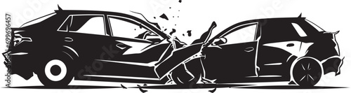 Midnight Monochrome Black Car Accident Symbol Design Catastrophic Noir Vector Accident Logo Icon