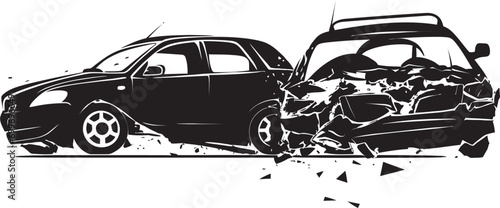 Catastrophic Noir Black Car Crash Emblem Symbol Wreckage Canvas Vector Car Accident Logo Icon