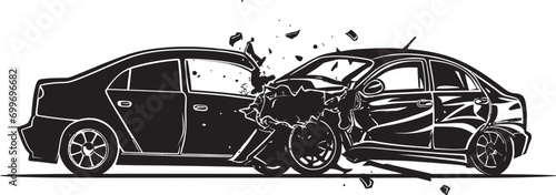 Impact Noir Black Car Accident Design Icon Shattered Serenity Vector Car Crash Emblem Design photo