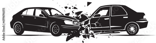 Catastrophic Noir Vector Accident Logo in Black Wreckage Canvas Black Car Collision Icon Design