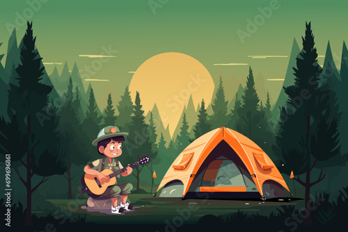 Vector Illustration Of Cartoon Kids Summer Camp. © Mustafa
