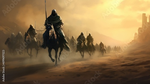 Mysterious ancient Arabian army AI generated image photo