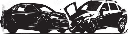 Impact Impression Black Car Collision Emblem Fragmented Symmetry Vector Car Accident Logo