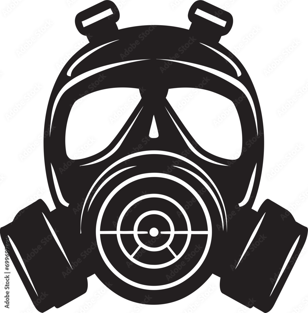 Onyx Shield Black Gas Mask Logo Design Obsidian Guardian Gas Mask Vector Icon Symbol