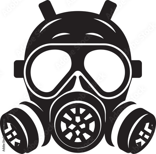 Noir Respirator Black Gas Mask Icon Emblem Dark Watchman Vector Gas Mask Emblem Design © BABBAN