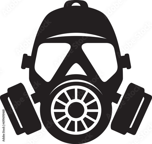 Ebony Defender Black Gas Mask Icon Design Stygian Guardian Vector Gas Mask Emblem Icon