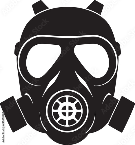 Noir Defender Black Gas Mask Emblem Icon Dark Guardian Vector Gas Mask Emblem Design © BABBAN