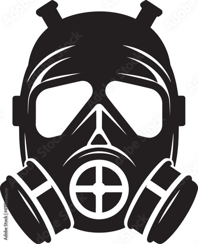 Onyx Shelter Black Gas Mask Icon Logo Shadowed Savior Gas Mask Vector Emblem © BABBAN
