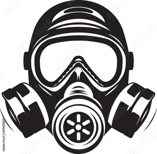 Obsidian Guardian Black Gas Mask Icon Logo Shadowed Shelter Vector Gas Mask Emblem Design © BABBAN