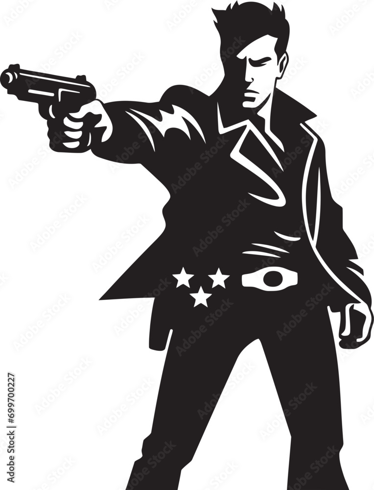 Vector Vigor Gun Icon Design Sharpshooter Silhouette Man Emblem Vector Vigor Gun Icon Design Sharpshooter Silhouette Man Emblem