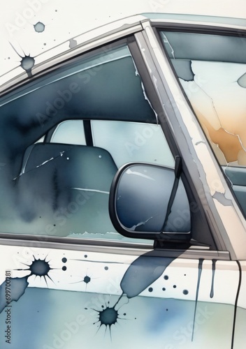 A Car With A Broken Window © Pixel Matrix