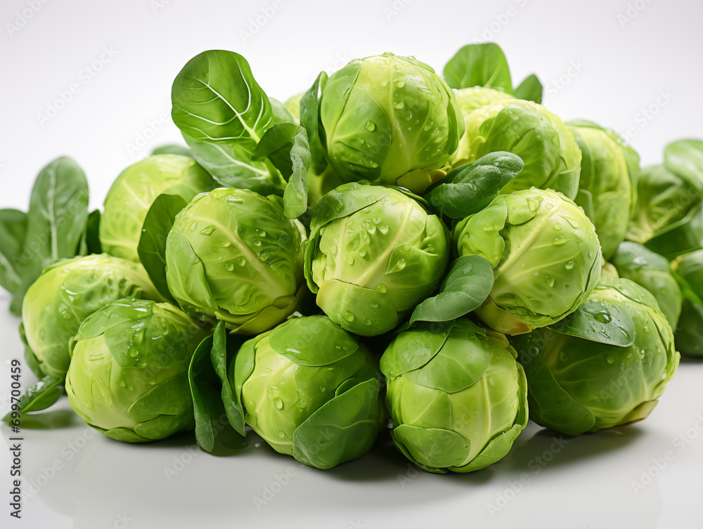 juicy brussels sprouts on a white background juicy brussels sprouts on a white background