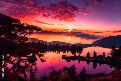 Breathtaking hues of the sunset over Lake.