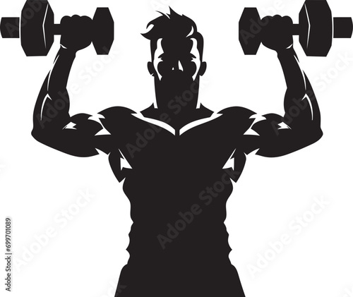 StrengthStance Vector Dumbbell Icon IronGrip Black Man Workout photo