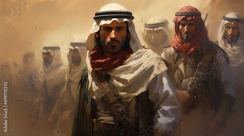Dashing Arab male soldiers AI generated image photo