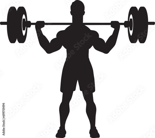 Dynamic Fitness Black Dumbbell Icon Power Lift Vector Man Dumbbell