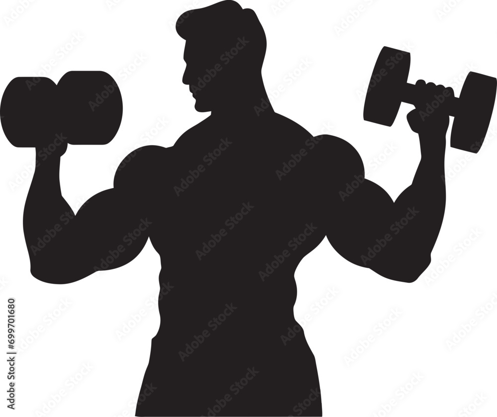 Dumbbell Domination Man Workout Design Dynamic Strength Vector Dumbbell Icon
