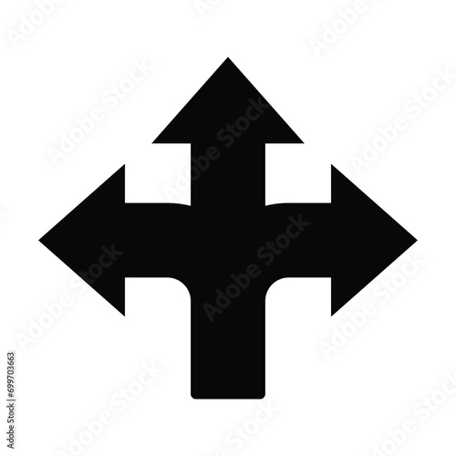 Road direction arrow icon on transparent background