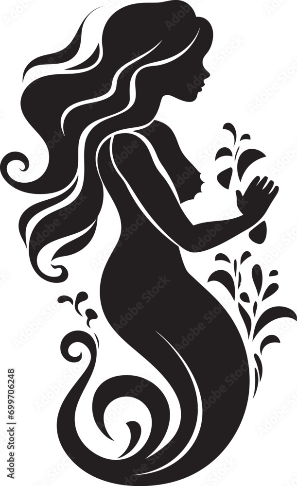 Abyssal Allure Black Mermaid Symbol Enigmatic Elegance Mermaid Logo Icon