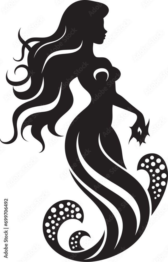 Shadowed Shores Mermaid Vector Logo Midnight Mystique Black Mermaid Symbol