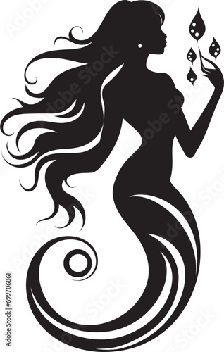 Sable Serenade Black Mermaid Emblem Midnight Muse Vector Black Mermaid