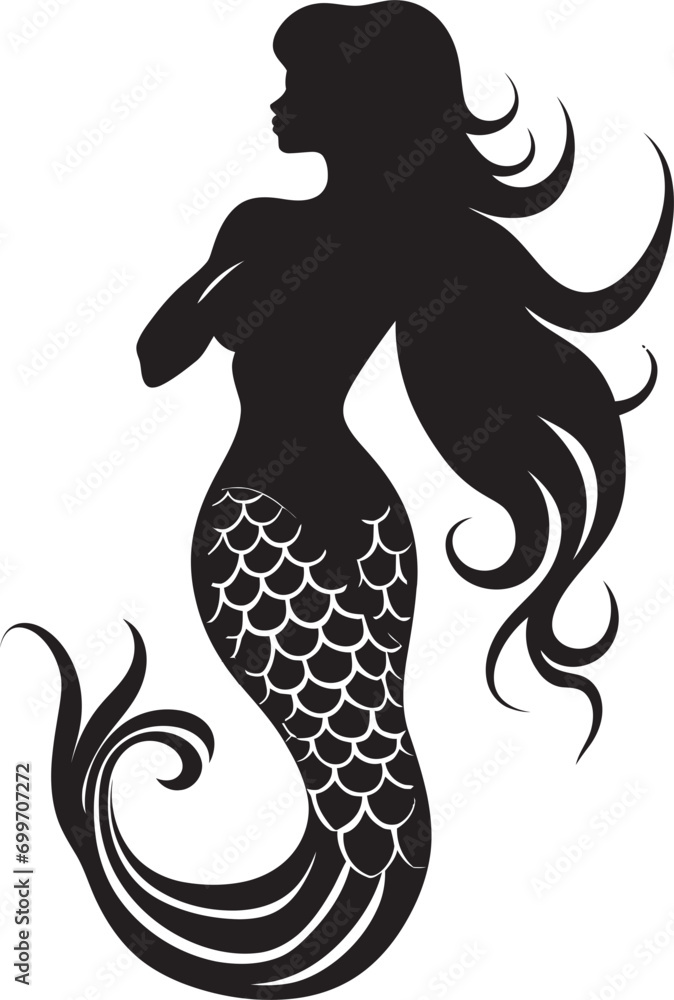 Tritons Tale Black Vector Mermaid Design Oceanic Oracle Mermaid Logo Emblem Tritons Tale Black Vector Mermaid Design Oceanic Oracle Mermaid Logo Emblem