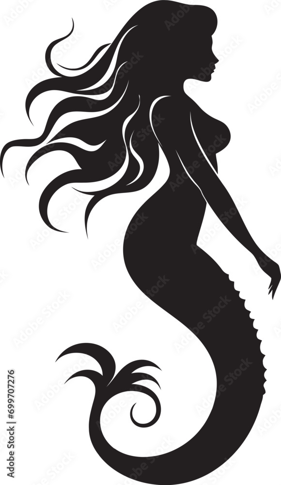 Nautical Nymph Black Mermaid Vector Icon Ethereal Enchantment Vector Mermaid Symbol Nautical Nymph Black Mermaid Vector Icon Ethereal Enchantment Vector Mermaid Symbol