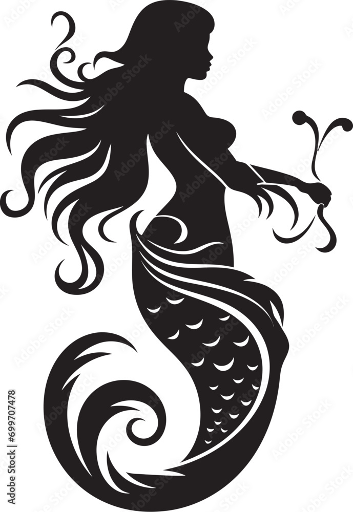 Tidal Tranquility Vector Mermaid Emblem Enchanted Echoes Black Mermaid Icon Tidal Tranquility Vector Mermaid Emblem Enchanted Echoes Black Mermaid Icon