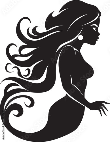 Enchanted Enigma Vector Mermaid Logo Mermaids Melody Black Vector Symbol