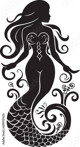 Abyssal Allure Vector Mermaid Symbol Oceanic Overture Black Mermaid Emblem