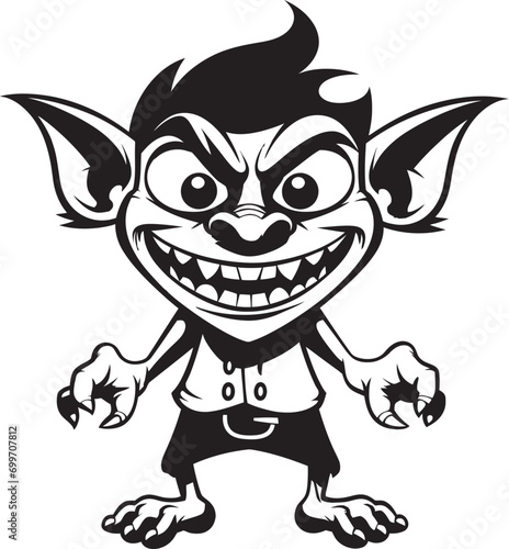 Diminutive Delight Black Goblin Design Miniature Menace Cartoon Midget Logo