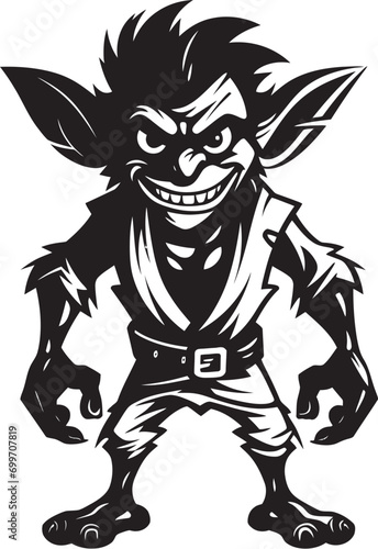 Wee Wonders Black Goblin Vector Symbol Micro Goblin Magic Cartoon Logo Icon © BABBAN