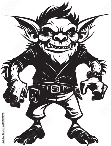 Goblin Glee Cartoon Midget Vector Wee Whimsy Black Goblin Icon Design © BABBAN