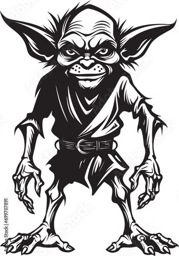 Wee Whimsy Black Goblin Icon Design Micro Mayhem Cartoon Goblin Logo