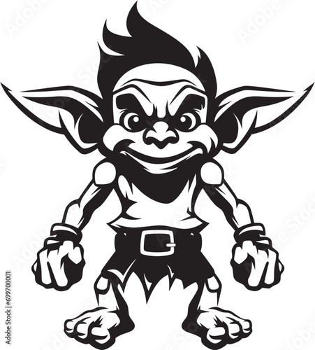 Wee Wonders Black Goblin Symbol Micro Goblin Magic Cartoon Logo Design