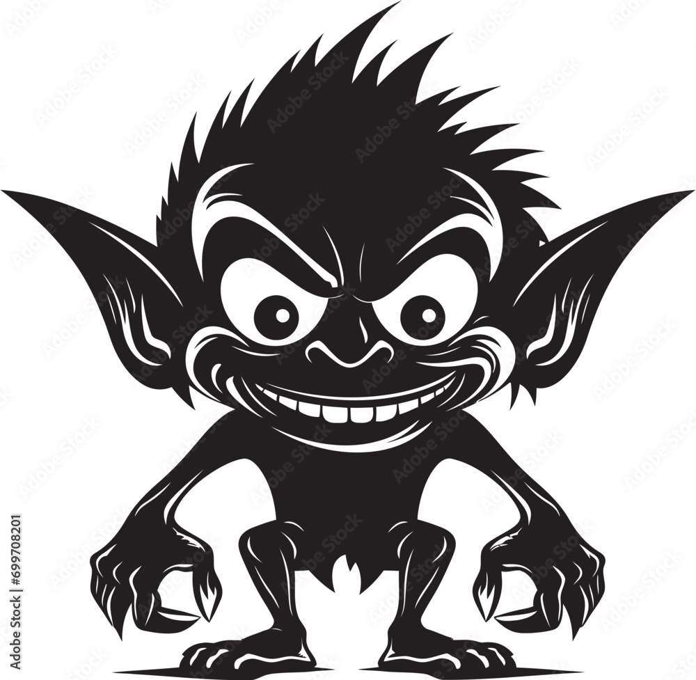 Goblin Giggles Cartoon Midget Icon Fun Size Fantasy Black Goblin Logo