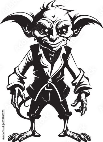 Wee Whimsy Black Goblin Icon Design Micro Mayhem Cartoon Goblin Logo