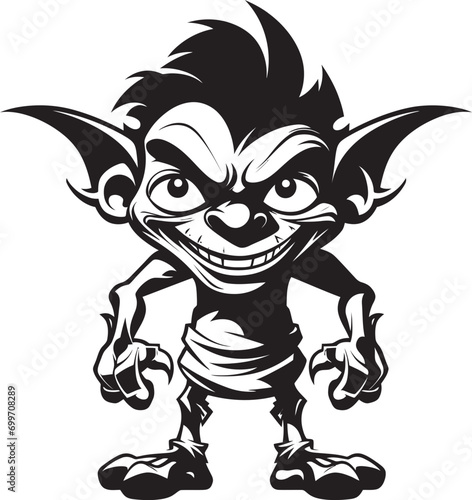 Goblin Glee Cartoon Midget Vector Wee Whimsy Black Goblin Icon Design