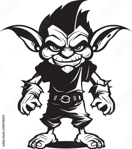 Goblin Glee Cartoon Midget Emblem Wee Whimsy Black Goblin Logo Icon