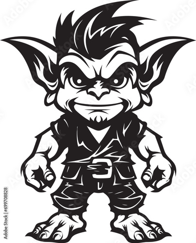 Goblin Giggles Cartoon Midget Emblem Diminutive Delight Black Goblin Icon