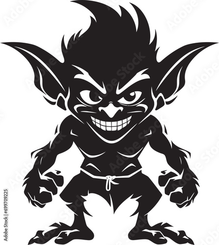 Diminutive Devilry Black Goblin Logo Design Pixie Sized Pranks Vector Goblin Icon