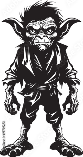 Micro Mischief Masters Goblin Vector Wee Whispers Black Goblin Logo Icon © BABBAN