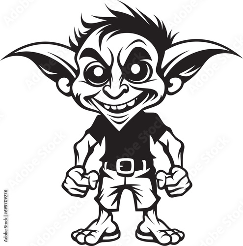 Diminutive Delight Black Goblin Icon Design Wee Whimsy Vector Goblin Logo Icon