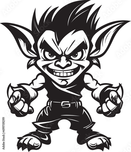 Diminutive Delight Goblin Character Design Tiny Trickster Tales Black Goblin Logo