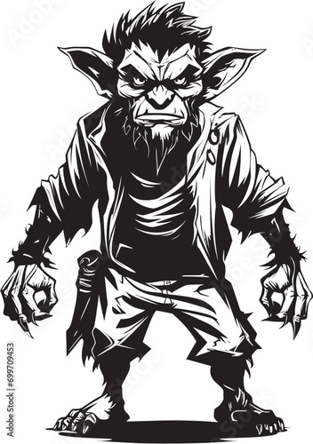 Miniature Mirth Black Goblin Logo Icon Goblin Giggles Cartoon Midget Emblem © BABBAN